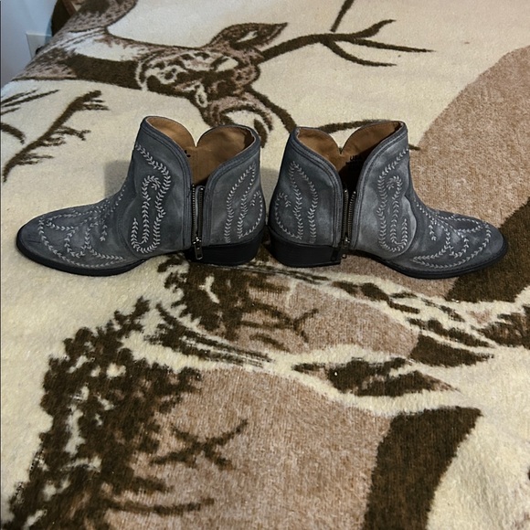 Blue Gray leather suade Embroidered sterling river boots Ankle Boots - Picture 3 of 9